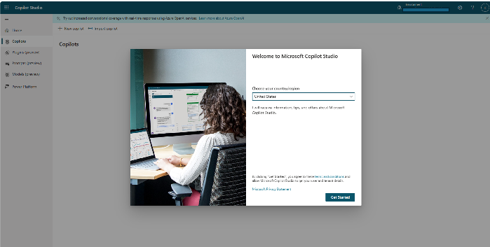 Copilot Studio (一年計價) 使用畫面圖，共 1 張
