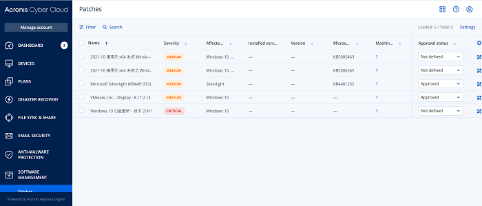 Acronis Cyber Protect Advanced for Virtual Host 訂閱版本(1年授權) 使用畫面圖1
